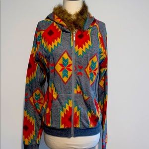 ❤️2 for $25 FOREVER 21 Aztec hooded sweatshirt L